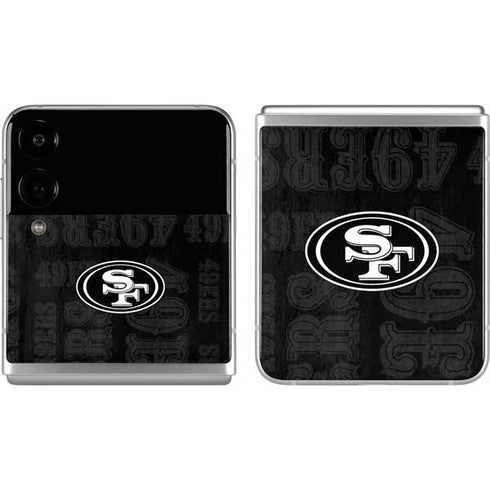 NFL San Franciso 49ers Black & White Galaxy Z Flip4 5G Skin
